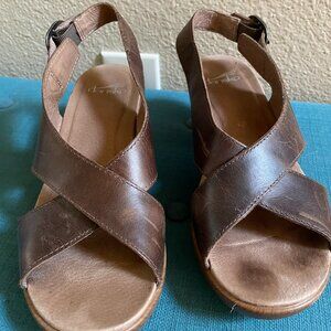 Dansko Comfort Footwear Brown Leather Wedge Sandals